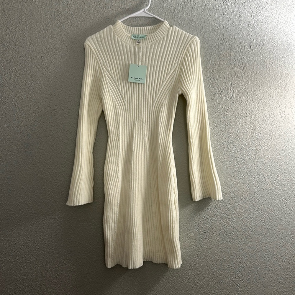 White sweater dress